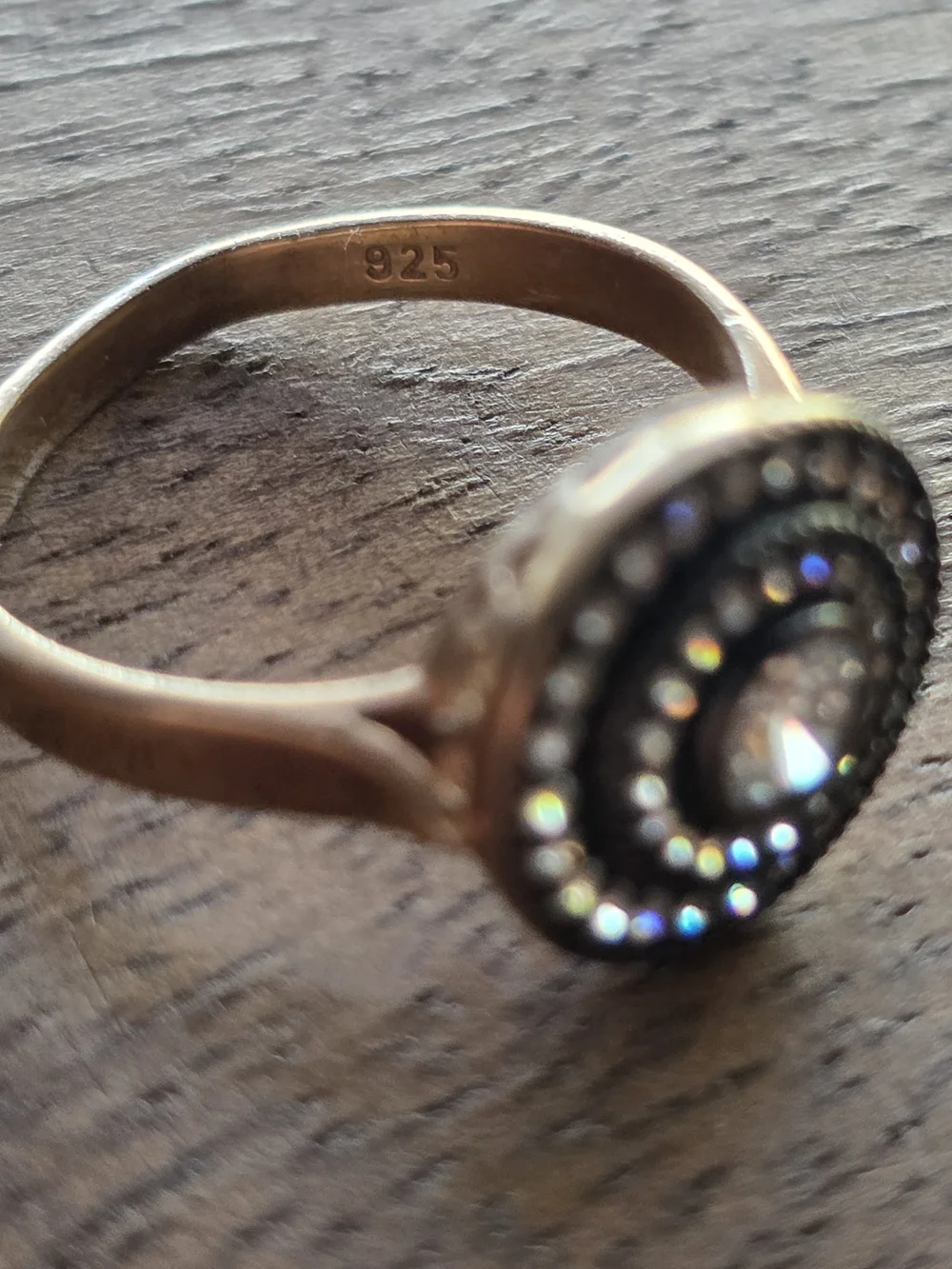 Crystal Halo Silver-Tone Round Cocktail Ring - White Crystal